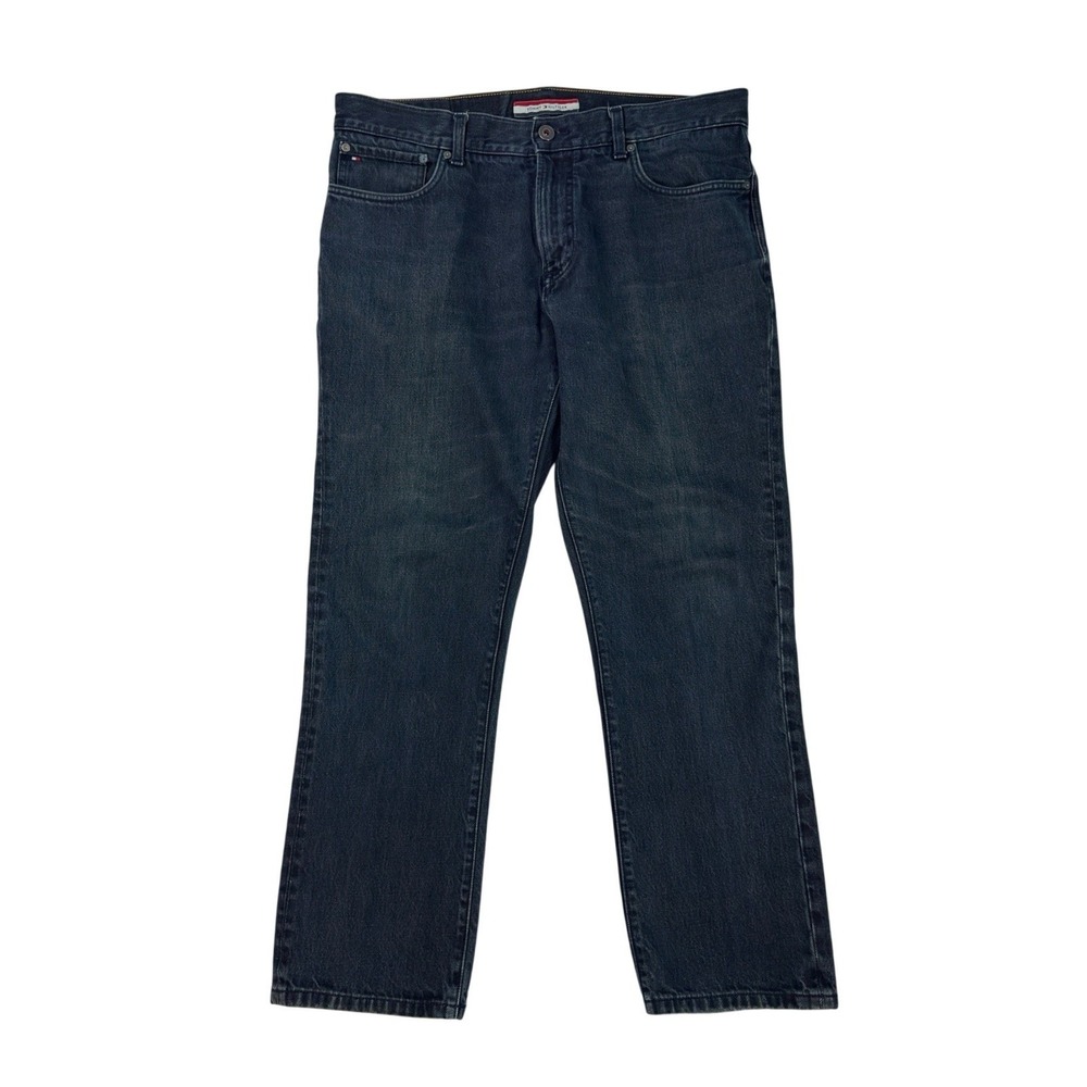 Tommy Hilfiger Straight Tapered Jeans Mens Size 36x30 Dark Wash Denim Blue